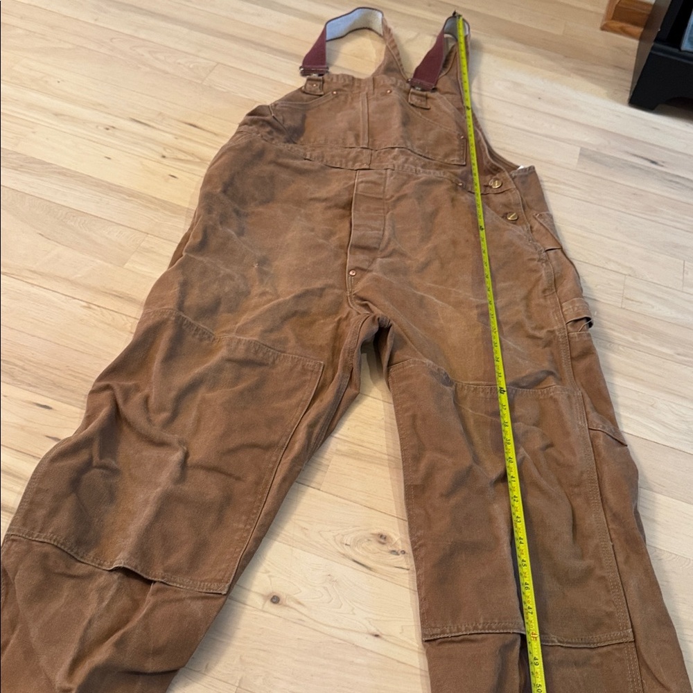 Vintage Carhartt Canvas Double Knee Overalls Duck Brown-Workwear-USA - Picture 10 of 11